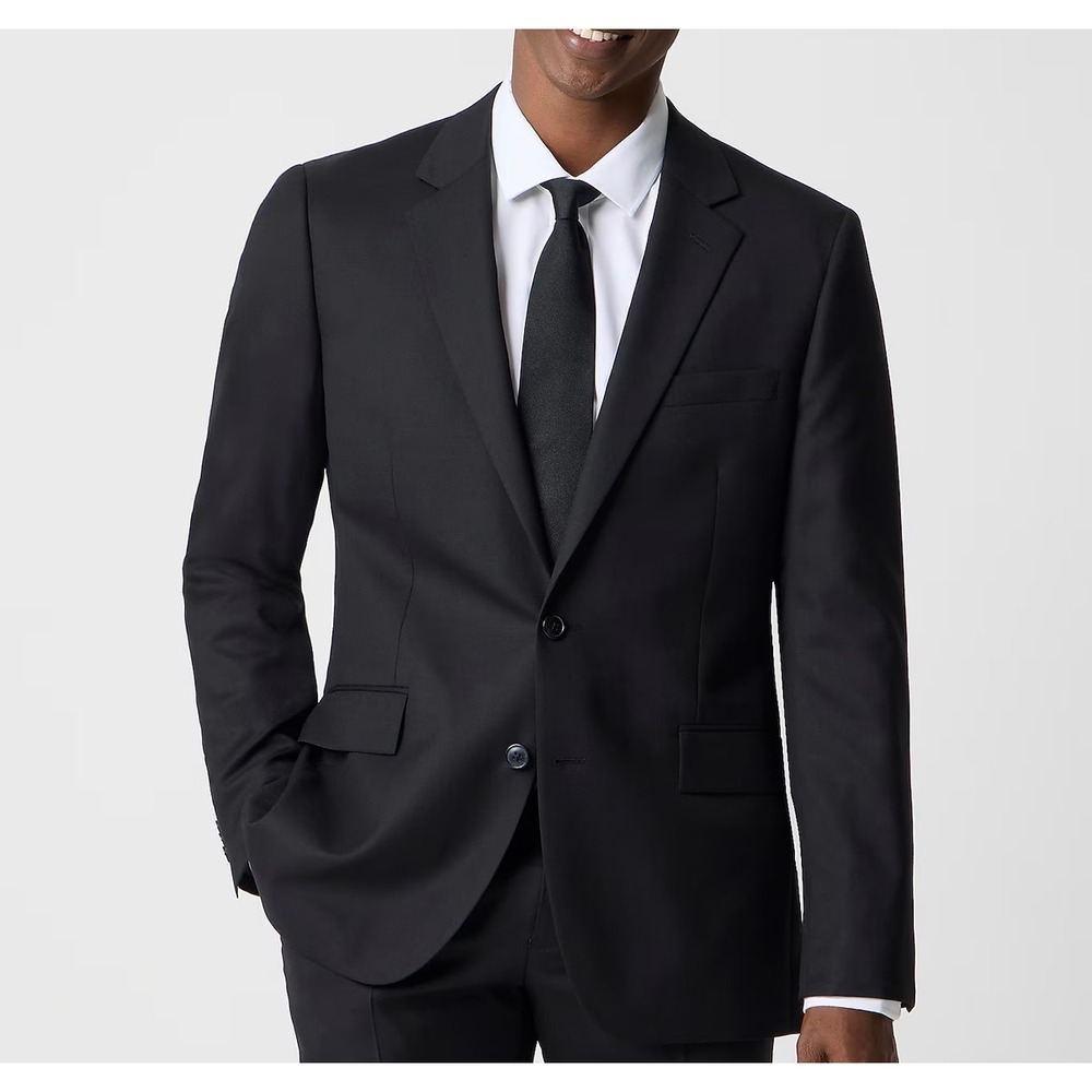 J.Crew Men 40R Thompson Slim Fit Suit Jacket Black Worsted Wool Blazer CF871 NEW